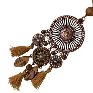 Men’s Sahara Medallion Pendant Necklace – Bronze Tone with Faux Suede Cord